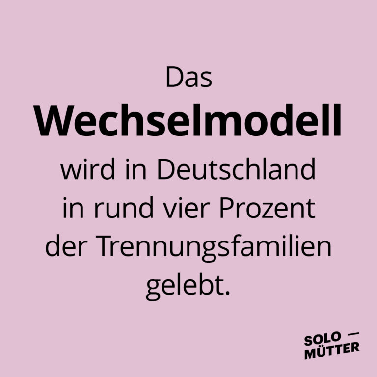 SOLOMÜTTER Info-Kachel: Das Wechselmodell wird in Deutschland in rund vier Prozent der Trennungsfamilien gelebt.